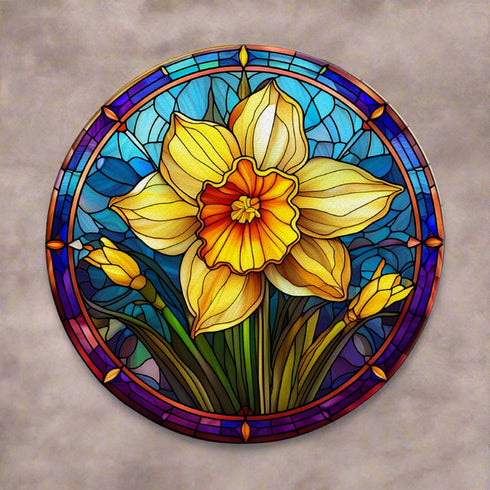 Daffodil Circular Glass Suncatcher Worktop Saver